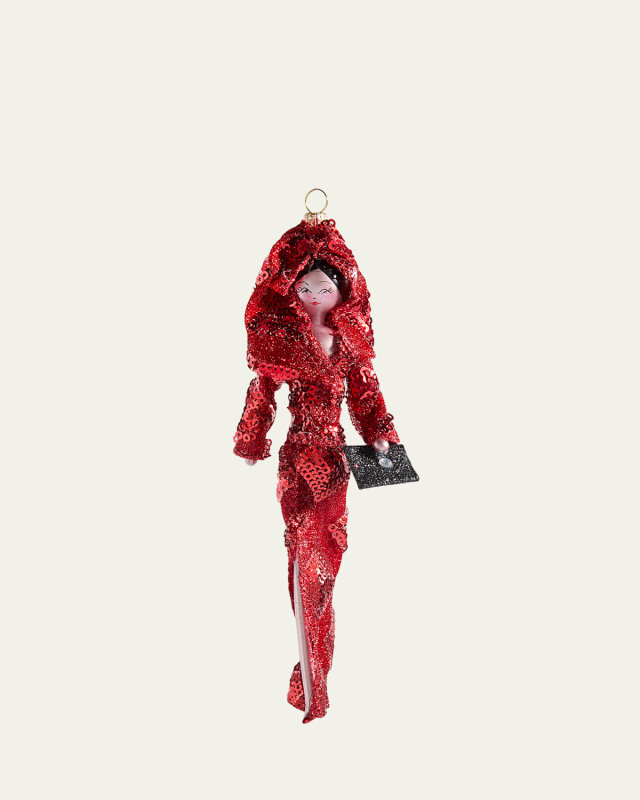 Fashionista in Hooded Sequined Gown Christmas Ornament